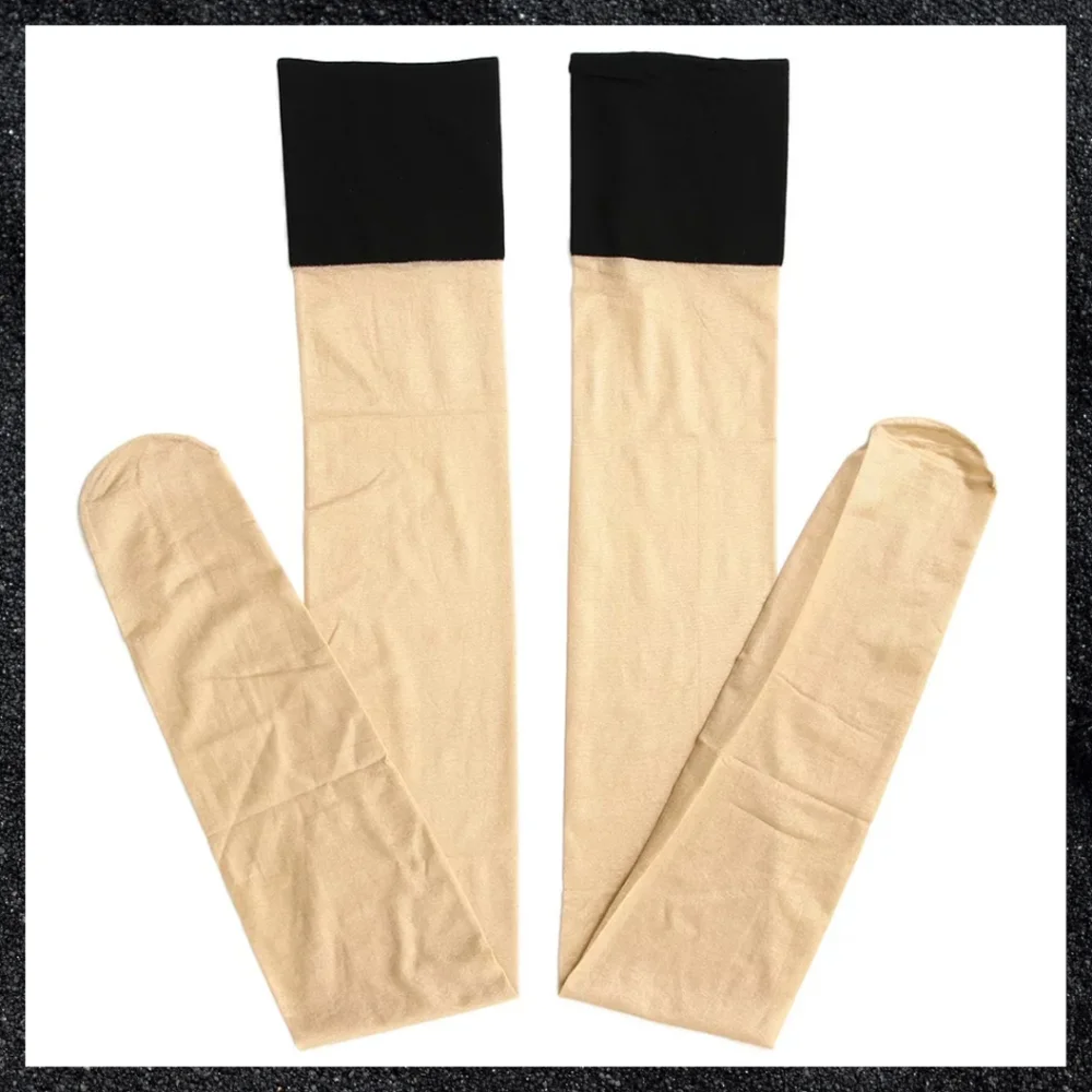 Gold Nude Shiny Thigh Highs